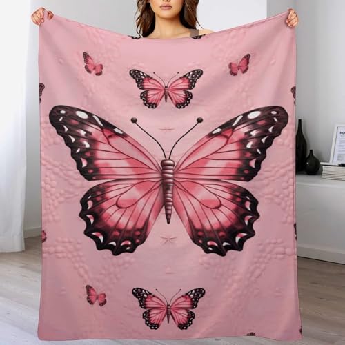 Couverture flanelle papillons cadeau idéal douceur lit canapé