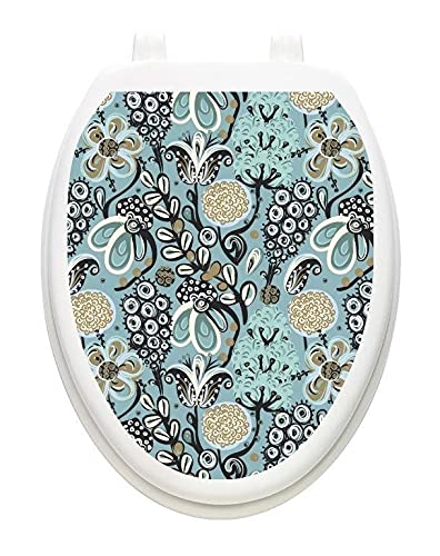 Toilet Tattoos Abstract Flowers Toilet Seat Decal, Elongated