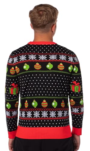 Dr. Seuss Grinch Men's Define Naughty Fair Isle Holiday Ugly Christmas Sweater3