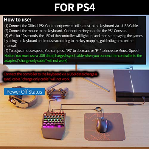 IFYOO KMAX1 Pro Wired Gaming Keyboard and Mouse Set Adapter Converter for Xbox One / PS4 / Switch / PS3 / PC(Windows/Linux) - [Included USB Sync Cable for Controller] - Thumbnail 5