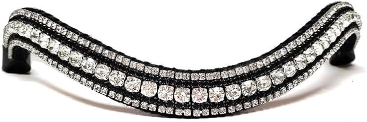 Alice International Leather English Bridle with Soft Padded Browband - Sparkly Crystal Bling for Dressage and Horse Riding COB 64