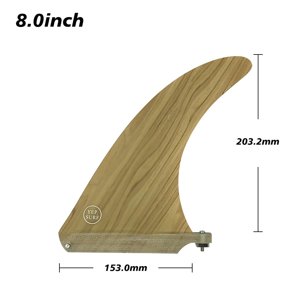 YEP.SURF Aileron central professionnel pour planche de surf longboard/SUP 15,2 cm, 17,8 cm, 20,3 cm, 22,9 cm, 26 cm + aileron sans outil gratuit – Aileron central pour planche de surf et planche à