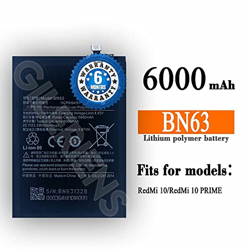 Image of Original BN63 Battery for Redmi 10 /10 Prime 21061119AG, 21061119BI, 21061119DG, 21061119AL Battery with 6 Month Warranty***(PP74)