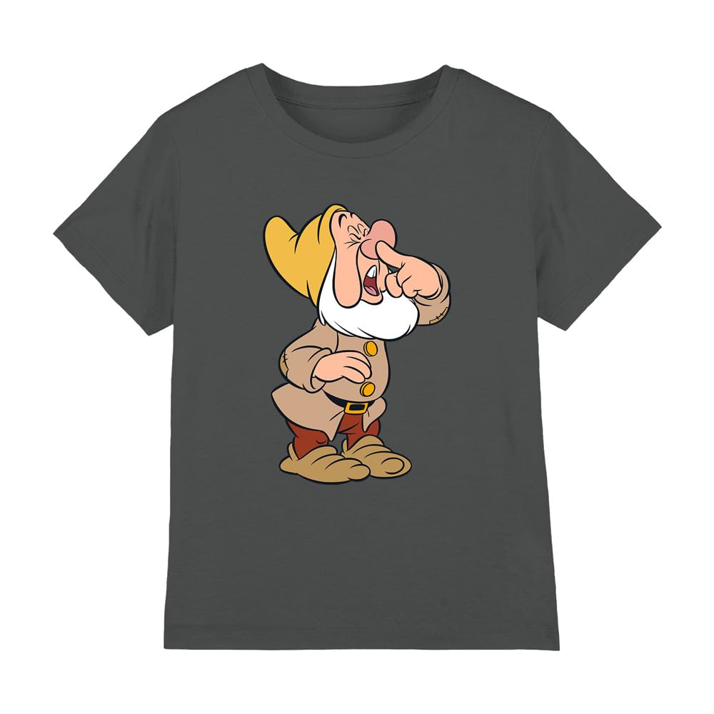 Snow White Girls Charcoal And The Seven Dwarfs, Sneezy T Shirt, 9-10 Years