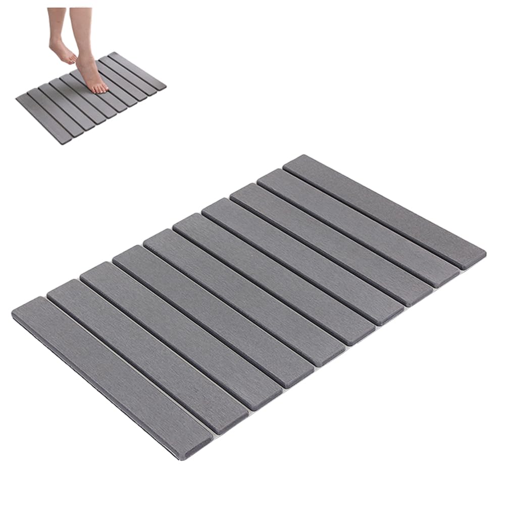 Tappetino da Bagno in Pietra, Tappetino Doccia in Terra Diatomea, Tappeto Super Assorbente Antiscivolo per Bagno, Facile da Pulire, Adatto per Bagno, Cucina, Camera da Letto (Grigio, 60 * 39 cm / 23.6