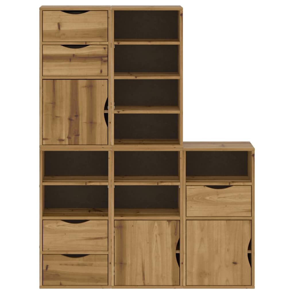 Szafki pomocnicze 5 szt. Komody ODDA szafa na ubrania do salonu biura 40 x 24 x 79 cm lite drewno sosnowe