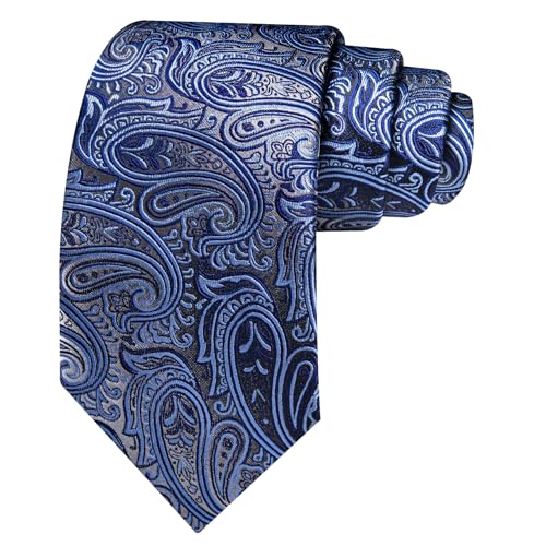 Image of Barry.Wang Paisley Tie Fashion Set Hanky Cufflinks Neckties for Men Woven Silk