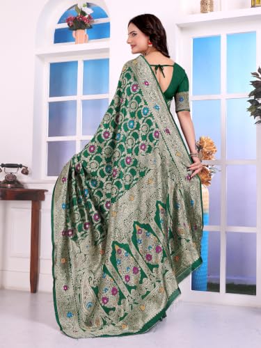Image of Banarasi Jacquard Woven Saree for Women with unstitched Blouse Piece | Festive & Wedding Occasion Saree