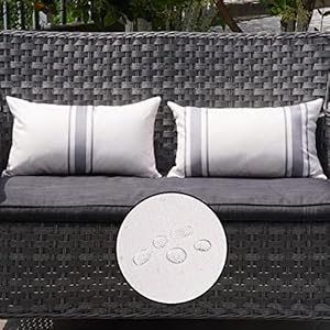 Onway outdoor pillow covers waterproof 12×20 set of 2 decorative linen throw pillow cover beige and grey striped outdoor pillows for patio furniture  urban country home decor