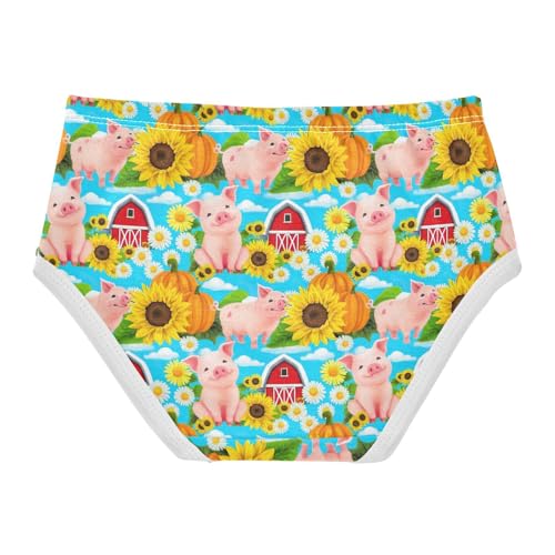 Joisal Cute Pigs Sunflowers Blue Panties for Girl Toddler Girls Underwear Cotton Colorful Undies Kids Briefs 2t2