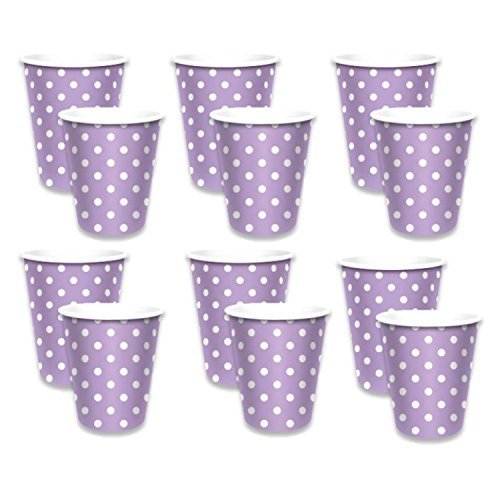 LolliZ® 9 Oz Cups, Polka Dots-Lavender, 12 Pcs.