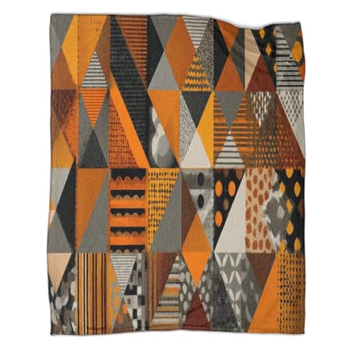 kaiyun Patrón geométrico Naranja Manta 3D Estampada Adecuada para Adolescente Y Adultos Colcha Patchwork para Sofá Cama De Vacaciones 40x50inch(100x130cm)