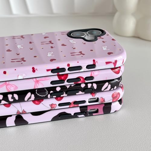 DEFBSC Case for iPhone 16 Pro Max, Cute Pink Bow Cherry Print Aesthetic Trendy Pattern for Women Girls Slim Durable Bumper Shockproof Hybrid Hard Back Phone Cover, Big Ribbon/Glossy - Image 5