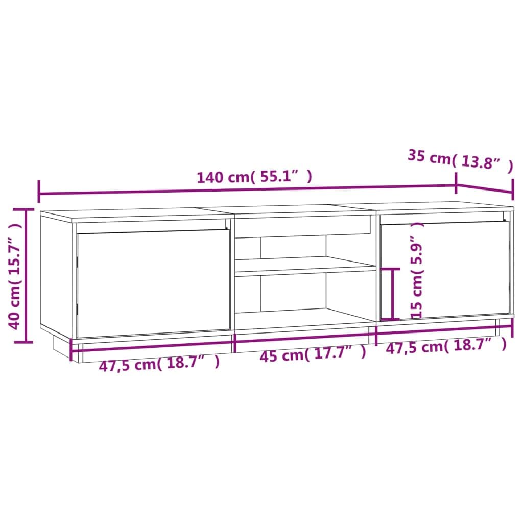 vidaXL Szafka pod telewizor, biała, 140x35x40 cm, lite drewno sosnowe