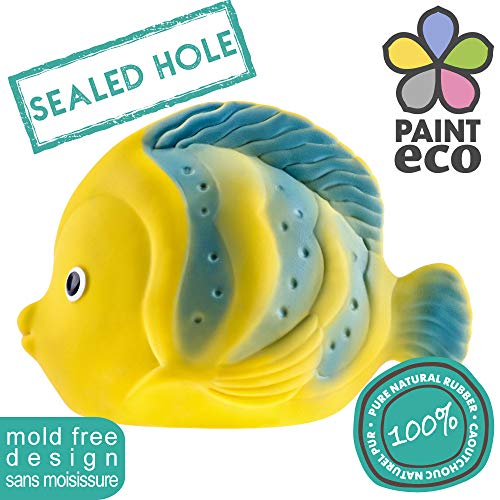 Pure Natural Rubber Baby Bath Toy - La The Butterfly Fish - Without Holes, Bpa, Pvc, Phthalates Free, All Natural, Textured For Sensory Play, Sealed Bath Rubber Toy, Hole Free Bathtub Toy For Babies #TOP6