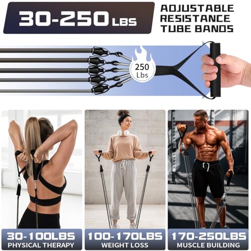 Image of WHATAFIT Resistance Bands, Exercise Bands,Resistance Bands for Working Out, Work Out Bands with Handles for Men and Women Fitness, Strength Training Home Gym Equipment