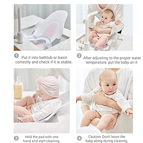 Image of MOPPETS Clean Rinse Baby Hands-Free Buttock Washing Rack, Infant ; Multifunction Anti-Slip Baby Sponging Bather for Use on Counter Sink 0-12 Months (Washer-White)