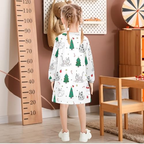 Girls Dresses Toddler Girl Clothes Cute Cat Cartoon Animal Tree Winter Casual Long Sleeve for Kids 2-8 Years3