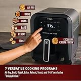 T-fal Infrared Air Fryer, 2x Faster Than Traditional Heating*, Large Air Fryer Toaster Oven Combo, 6 Qt Digital Touch Screen, 7-in-1 Cooking Functions, No-Shake Technology, 1550W, Black,