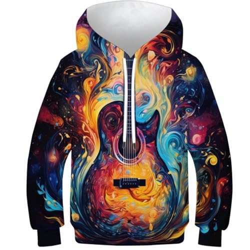 Sweat-shirt pour garçons et filles avec motif imprimé 3D musique live et poches à cordon
