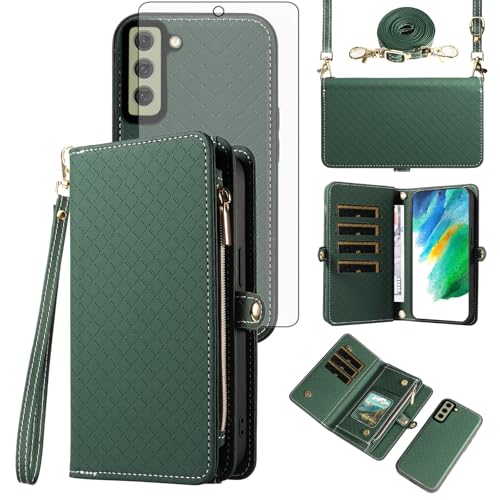 Coque Samsung S21 FE 5G portefeuille fermeture éclair Asuwish porte-cartes