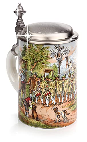 Gravuren Feller Bierkrug Schützenzug mit Zinndeckel - Schützenkrug...