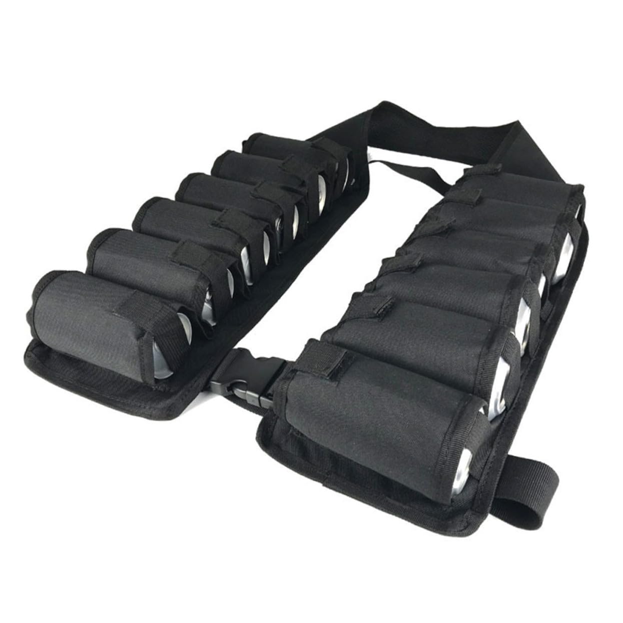 PLAFOPE Ceinture Porte-gobelet Ajustable 12 Pochettes en Toile Noire