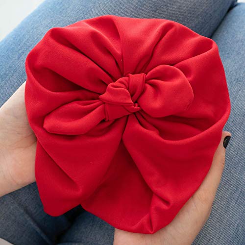 Touca Turbante Bebê Zoe Malha Gel Laço Vermelho