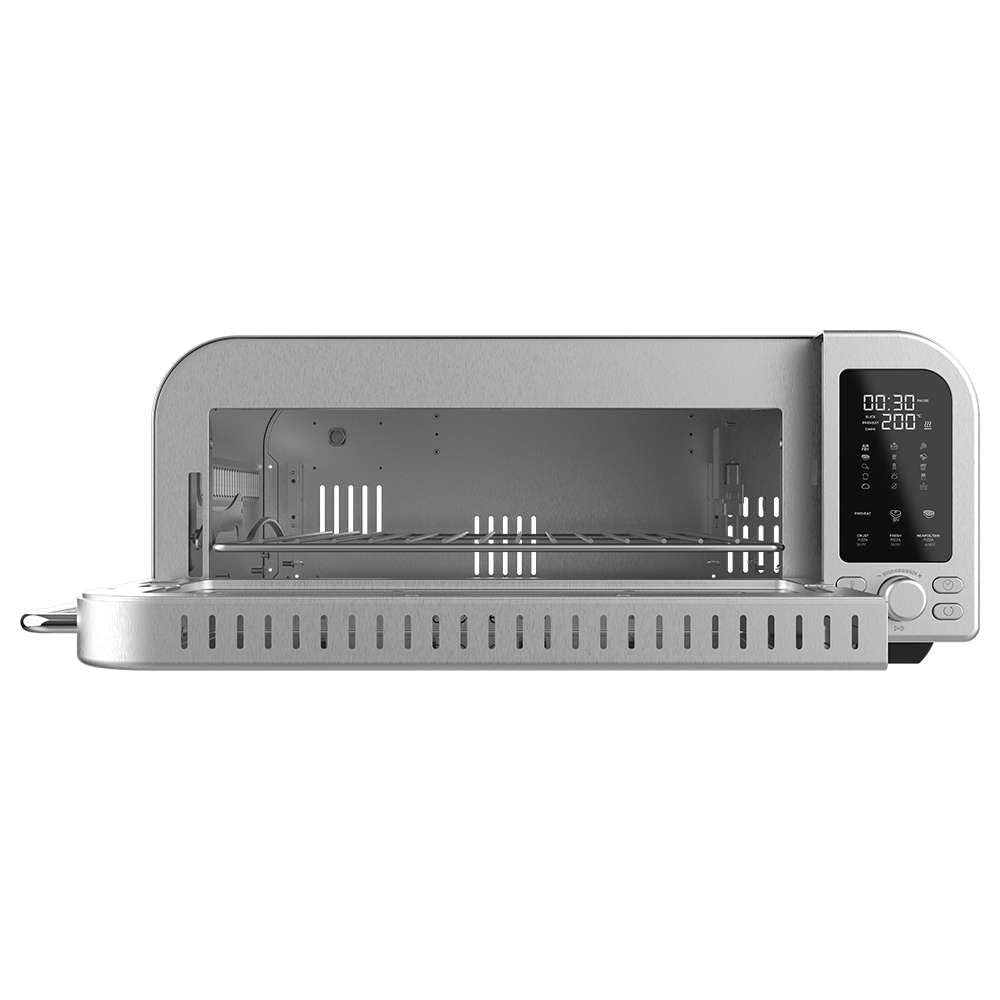 Cecotec Horno Eléctrico con Ventana para Pizzas Fun Pizza&Co Forno Bravo. 2000W, Capacidad 18L, Acero Inox, Diseño Plano para Pizza de 12"/30,5cm, Función Air Fryer, 15 Modos