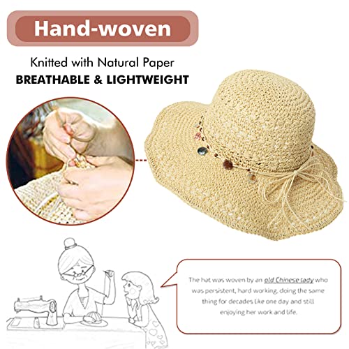 Sombrero playero de paja plegable para mujer miniatura 2