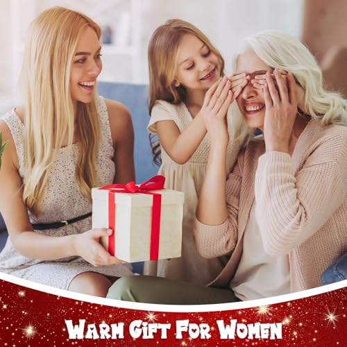 Jiuguva Warm Shawl Wraps for Women Plaid Christmas Gifts for Elderly Grandma Gifts Flannel Warm Shawl Wrap with Large Front Pocket for Senior Women Grandma3