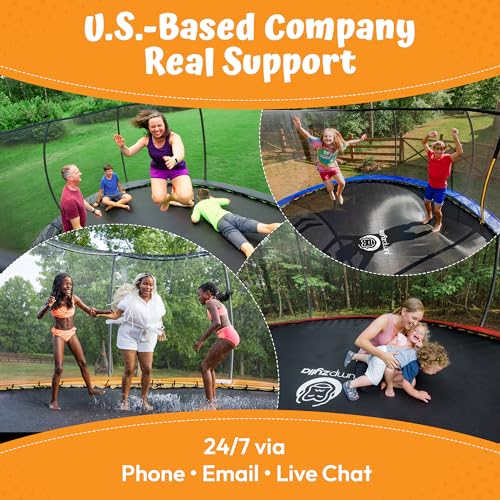 Image of JUMPZYLLA Trampoline Outdoor 8FT 10FT 12FT 14FT 15FT 16FT with Enclosure and Ladder, ASTM Approved Recreational Trampoline for Kids and Adults, Anti-Rust Coated Frame
