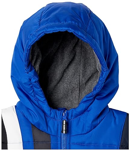 Image of LONDON FOG Boys' Toddler Color Blocked Winter Puffer Jacket with Hat