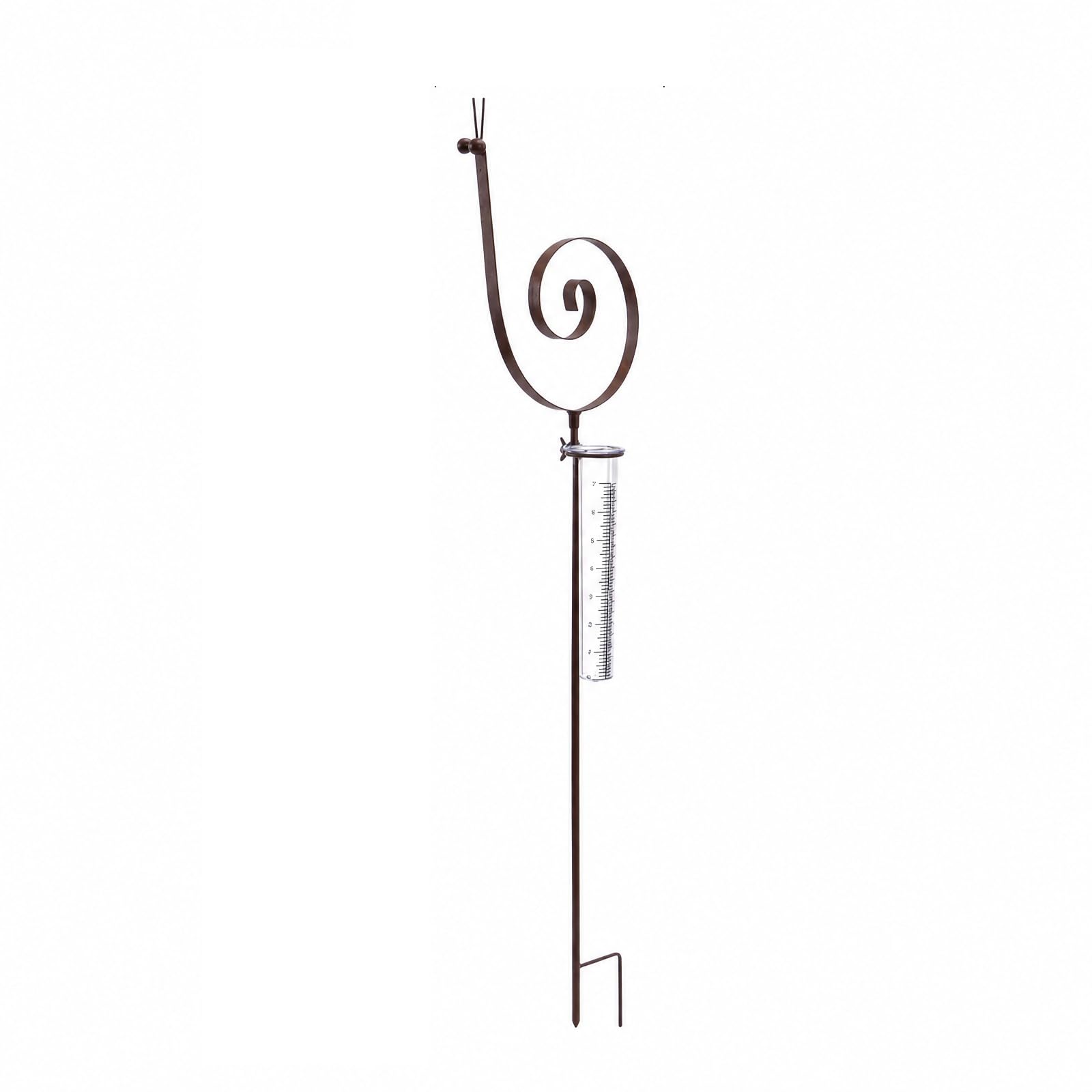 Gartenstecker Rost Regenmesser Schnecke, Gartendeko für Draußen Wetterfest Edelrost Niederschlagsmesser mit Messglas, Rustikale Gartendeko Rost Metall Tierfigur für Beet Balkon Rasen, 93cm (A)