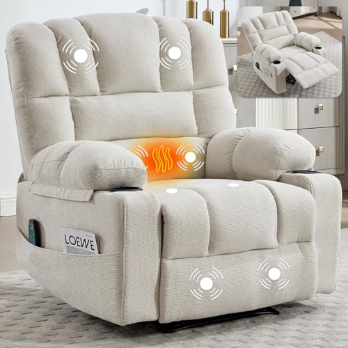 Sillón reclinable manual beige tejido cómodo miniatura 1
