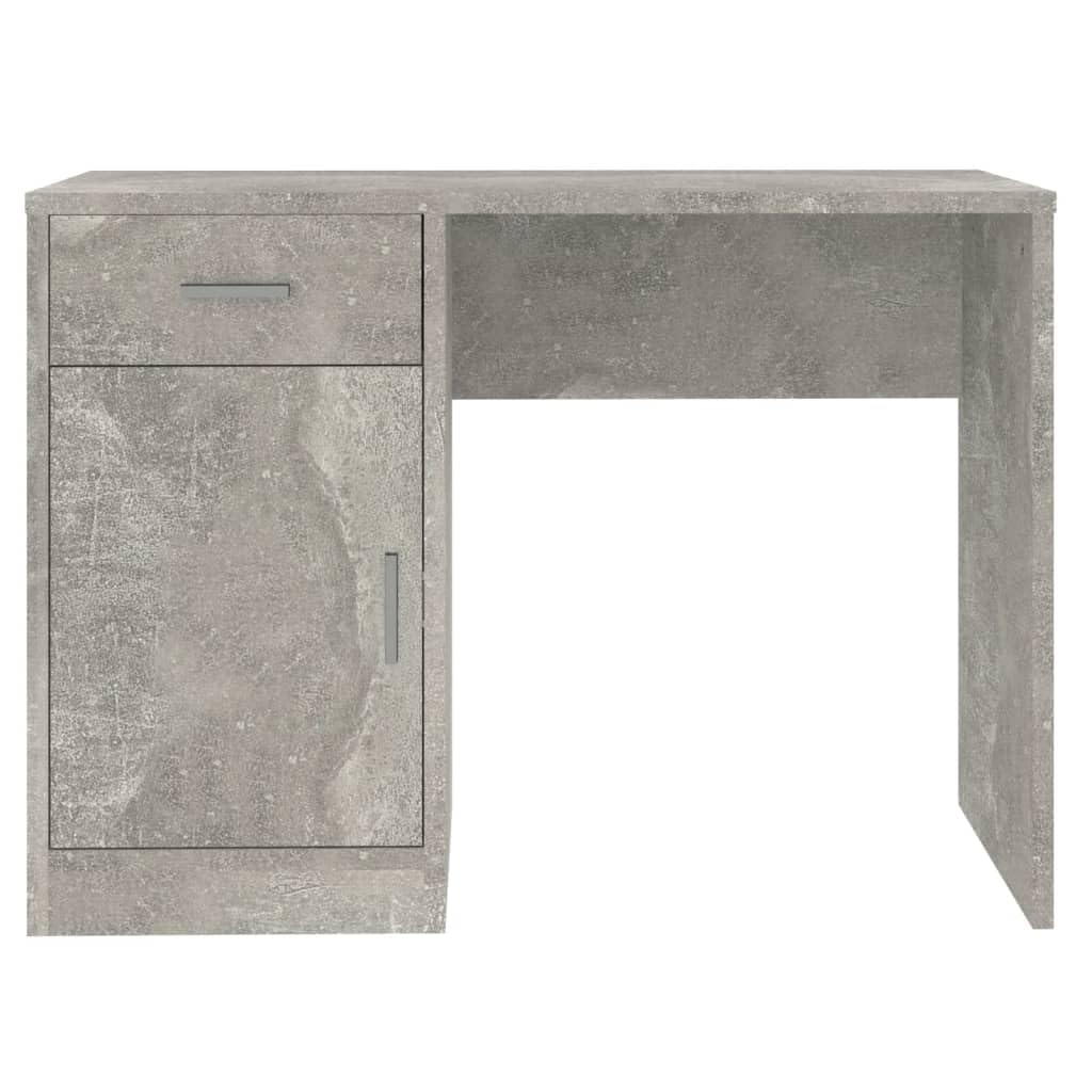 Schreibtisch Betongrau 100x40x73 cm mit Stauraum Holzwerkstoff Büroarbeitsplatz Computertisch mit Schublade und Schrank für Homeoffice und Arbeitszimmer