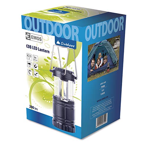 EMOS P4006 LED Camping Lantern Portable Camping Lamp with Hook and Magnet, 300 Lumens, 38 Hour Lighting Time, Black - Image 3