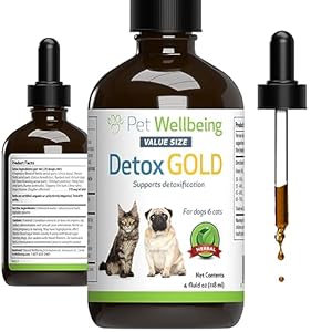 Pet Wellbeing Detox Gold for Dogs & Cats – Gentle Detoxification & Elimination Support, Immune System Care, Blessed Thistle, Burdock Root – Veterinarian-Formulated Herbal Supplement 4 oz (118 ml)