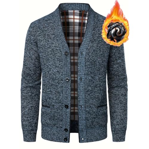 Mens Button Up Cardigan Sweater with Pocket Cable Knit V Neck Sweaters Stretch Heavyweight Cardigans Winter Fall Fashion2