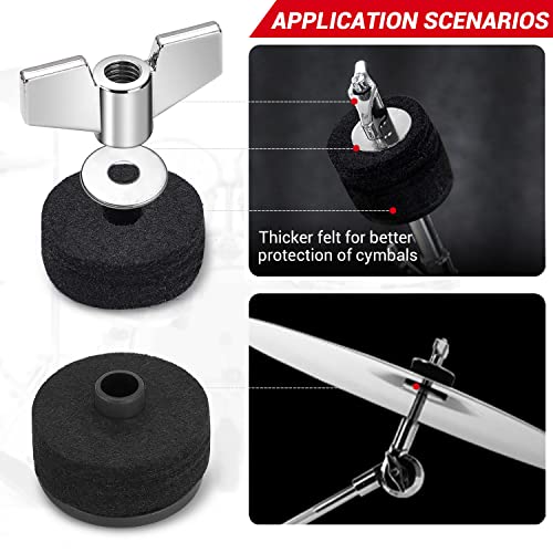 Facmogu 13Pcs Cymbal Replacement Accessories, Standard Hi-Hat Clutch, Drum Cymbal Felt Pads Include Wing Nuts & Washers & Plastic Cymbal Sleeves, Replacement For Drum Set - Black #TOP3