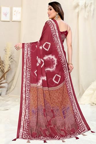 Image of MIRCHI FASHION Saree for Woman Chiffon Shibori Printed | Lightweight Regular Use and Professional Office Sari with Blouse Piece