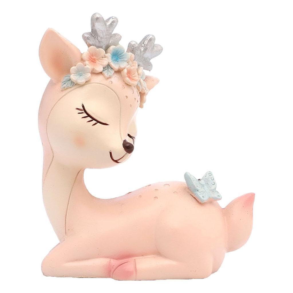 ALCXAZS Handmade Deer Figurines Toy for Baby Shower Statue Delightful and Enchanting Room Cute, Pink, 7x4x8.5cm