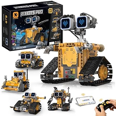 5-in-1 Robot Building Kit for Kids 6-12, STEM Coding Robot Toy with App & Remote Control, DIY Expression Robots, Educational Engineering Building Set Gift for Boys Girls (348 PCS)