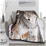 VELVETIO Premium Thermal Warm Wildlife Wolf Blankets, Super Soft Fleece 3D Animal Print Throw, Large Cuddly & Fluffy Blanket For Sofa Couch, 150 x 200cm