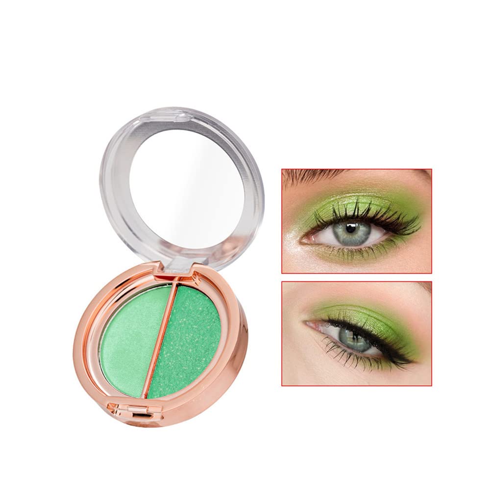 Double color eye shadow, high pigment eye makeup palette, matte shimmer metal eye shadow powder, waterproof and durable color eye shadow (08#Shallow lake green)