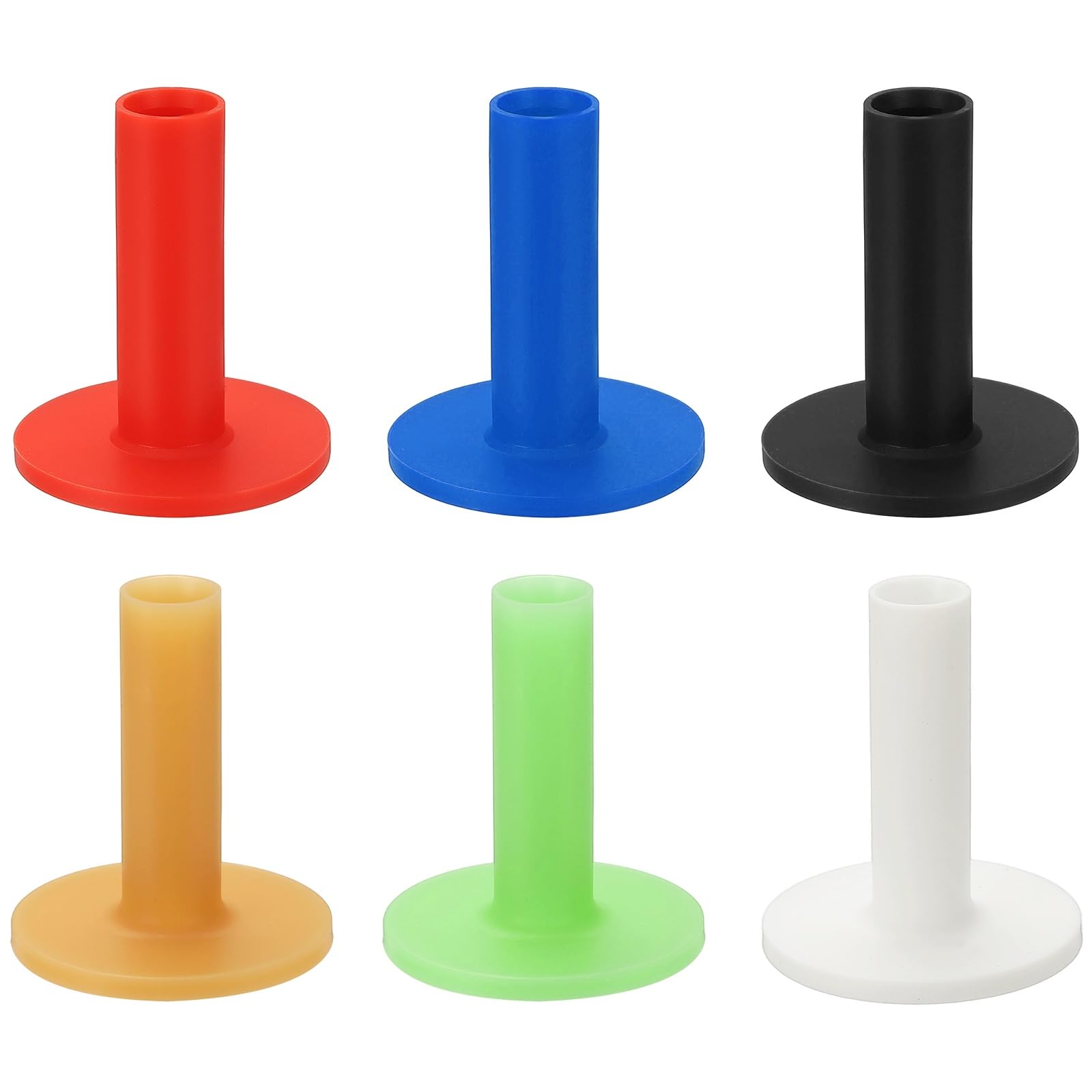 YELARXI Rubber Golf Practice Tee, Driving Tee 2.4 Inch & 6 Pack & Rubber & 6 Colors-Fitting for (Indoor/Outdoor/Golf Hitting Mats/Courses/Backyards/Lawns) — image 1