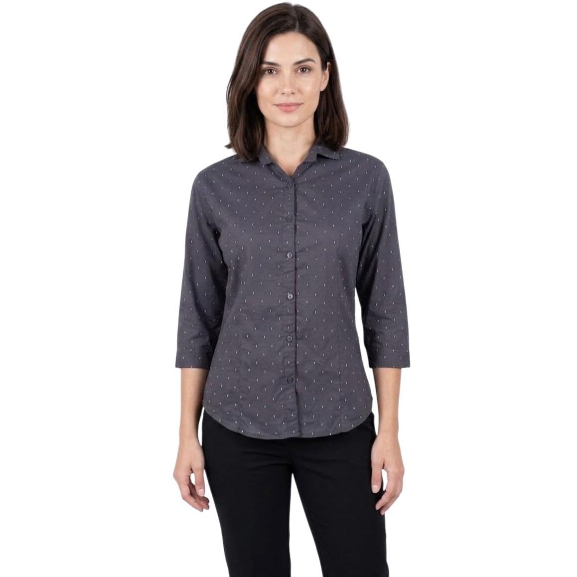 Women’s Printed Shirt Button Down 3/4 Sleeve Casual Formal Wear Regular Fit Collared Shirt for Women-image-12
