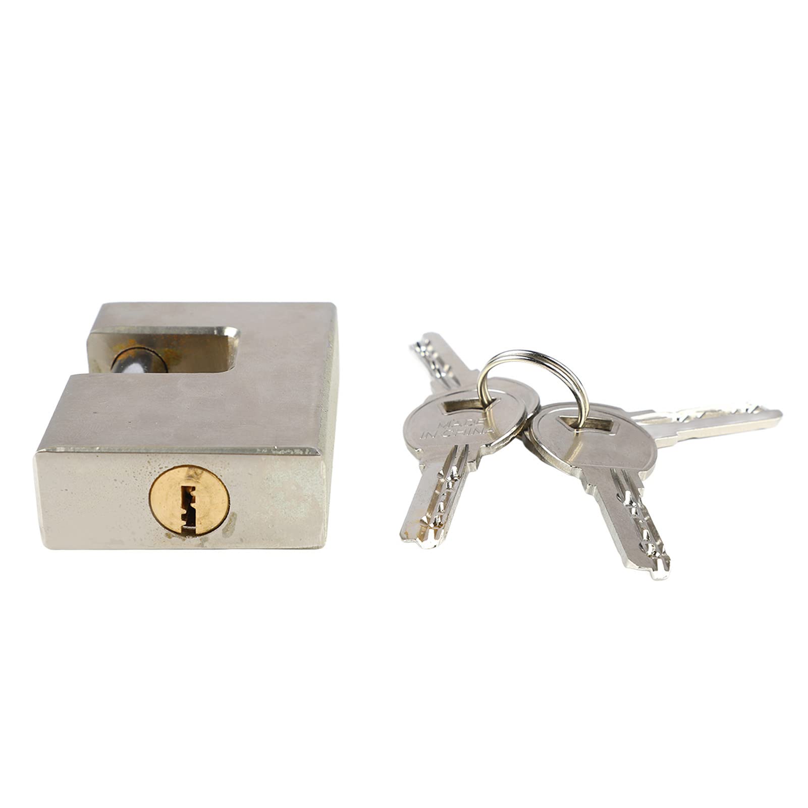 Lucchetto per Carichi Pesanti da 2 Pezzi, Rettangolo di Blocco Monoblocco Hardware in Acciaio Massiccio Temprato con 6 Chiavi Ad Alta Sicurezza per la Porta del Garage di Casa