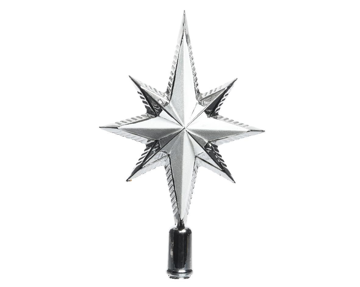Kaemingk Silver Christmas Tree Star Topper Luxury Shatterproof Glitter Star Decoration