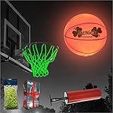 MCNICK & COMPANY LED Glow in The Dark Basketball + NET - 100 Hour Battery Life - Light up Basketball Net Hoop